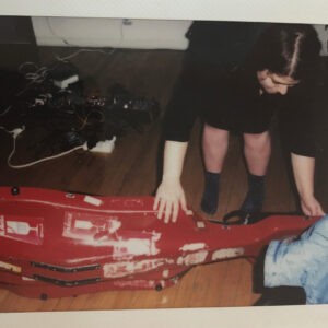 Judith Harman setting up for a performance