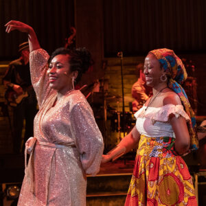 l-r Priscille Grace (Venus), Lachlen Razzougui (Aeneas) _ Lola May (Dido) in _Dido_s Bar_