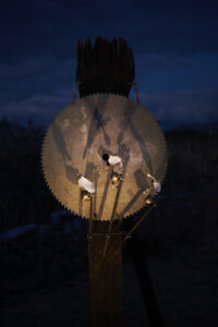 Photo of Warning Notes - a reclaimed circular saw blade used in a sound installation.
