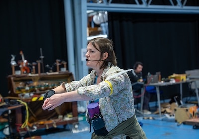 Person in action with sound equipment